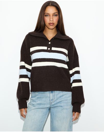 Brown, Blue & White Stripe