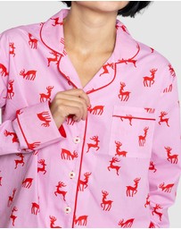 Sant And Abel - Women's Reindeer Pink Long PJ Set