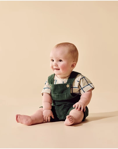 Wilson & Frenchy - Moss Green Organic Cord Overalls - Babies-Kids