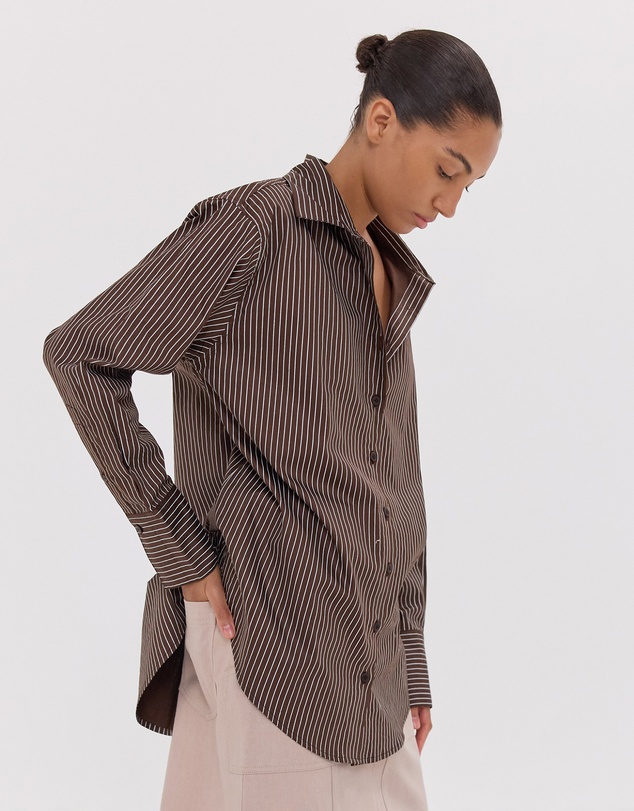 Cloth & Co. - The Dropped Yoke Shirt | Brazil Nut & White