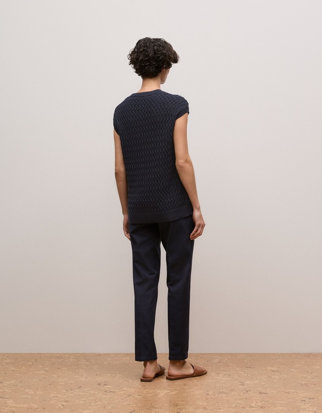 Trenery - Cotton Knit Sleeveless Tunic in Night Sky