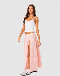 EDIKTED - Tiered Eyelet Slitted Maxi Skirt