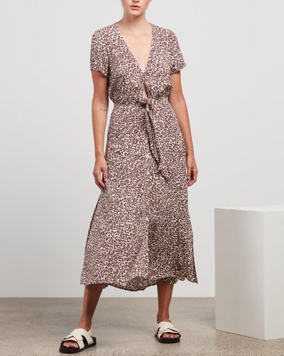 Alena Leopard Tie Front Midi Dress