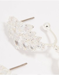 Lovisa - Silver Plated Cubic Zirconia Pearl Vine Hoop Earrings