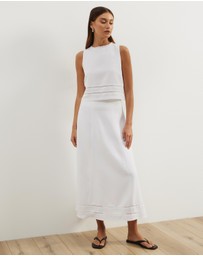 Atmos&Here - Linen Blend Lace Trim Top