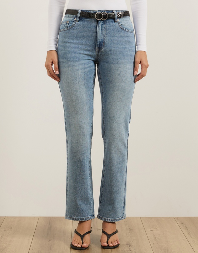 Atmos&Here - Lola Mid Rise Slim Leg Straight Jeans
