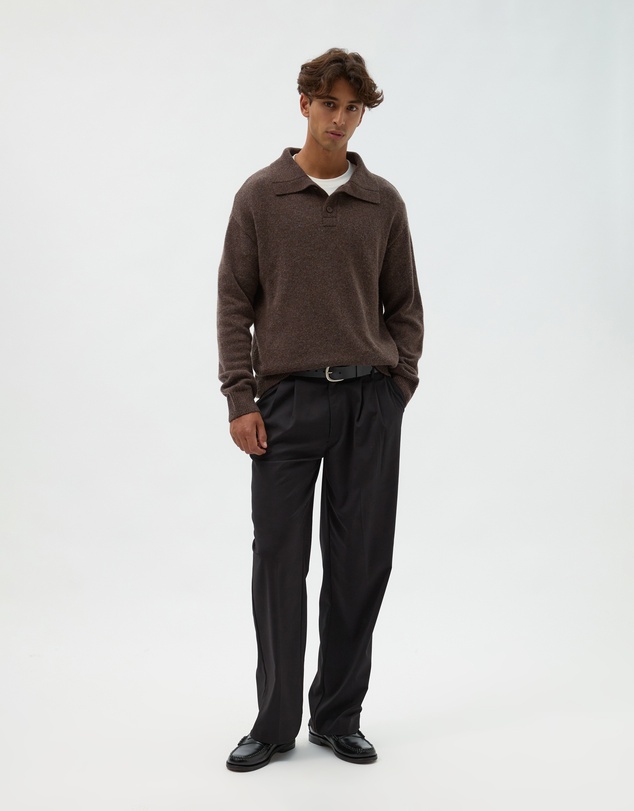 AERE - Wool Blend Oversized Collar Polo