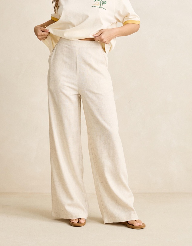 Rhythm - Linen Whip Stitch Wide Leg Pants
