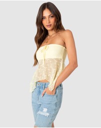 EDIKTED - Embroidered Sheer Strapless Top
