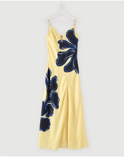 Revibe - Repaired Rebecca Vallance Indigo Bloom Maxi Dress - AU 14