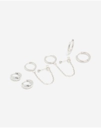 Lovisa - Waterproof Stainless Steel Chain & Huggie Earrings 3-Pack