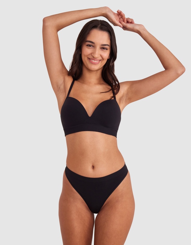 Bras N Things - Base Layers Plunge Wirefree Bra - Black