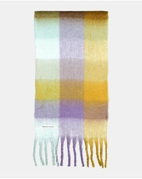 Morgan & Taylor - Emma Chunky Check Scarf Purple & Citrus Orange
