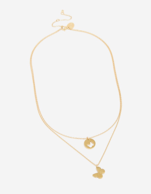 Lovisa - Waterproof Gold Plated Stainless Steel BFF Butterfly Layered Necklace