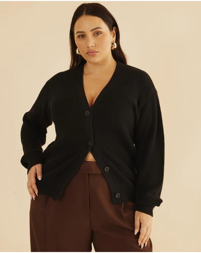 Atmos&Here Curvy - Penny Vneck Knit Cardigan