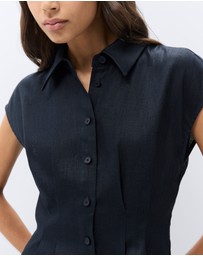 UNISON - Collared Linen Midi Dress