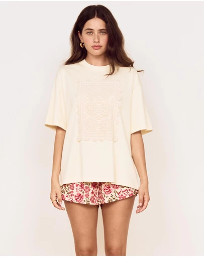 MINKPINK - Amelie Crochet Applique Tee