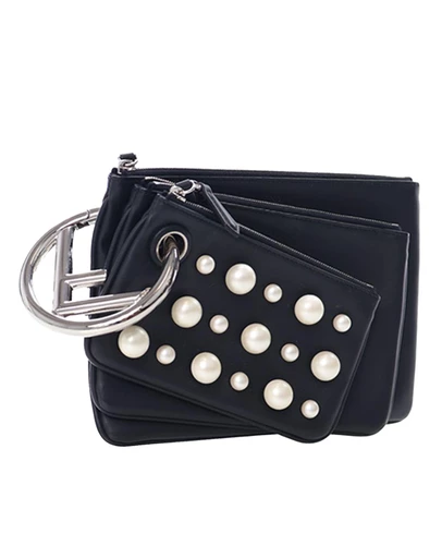 Pre-Loved by Azura Reborn - Pre-Loved Leather Pearl Studded Triplette Clutch