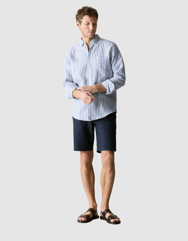 Trenery - Regular Fit Delave Linen Bold Stripe Shirt