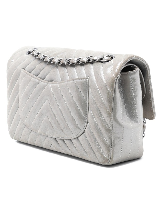 Pre-Loved by Azura Reborn - Pre-Loved Medium Classic Chevron Iridescent Lambskin Double Flap
