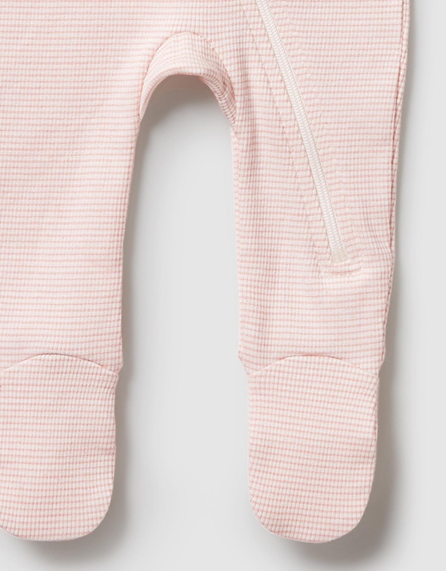 Wilson & Frenchy - Organic Stripe Rib Zipsuit with Feet - Babies
