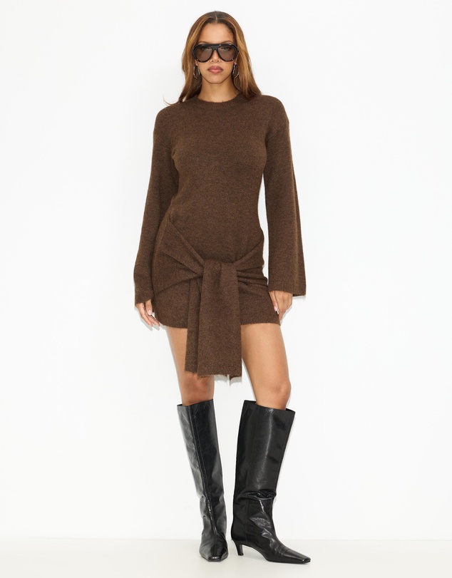 Dazie - Candice Waist Tie Knit Dress
