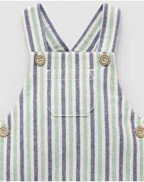 Purebaby - Striped Overalls -Kids-Babies