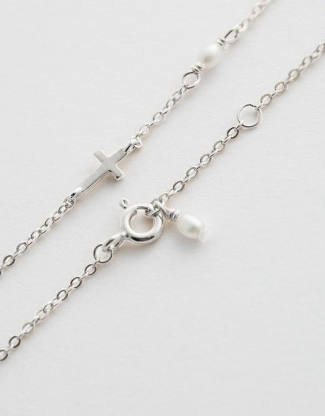 SAINT VALENTINE - Cross & Pearl Bracelet - Silver - ICONIC EXCLUSIVE