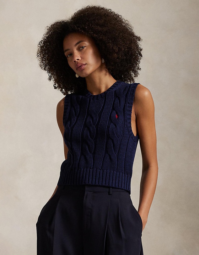 Polo Ralph Lauren - Cable-Knit Cotton Cropped Vest