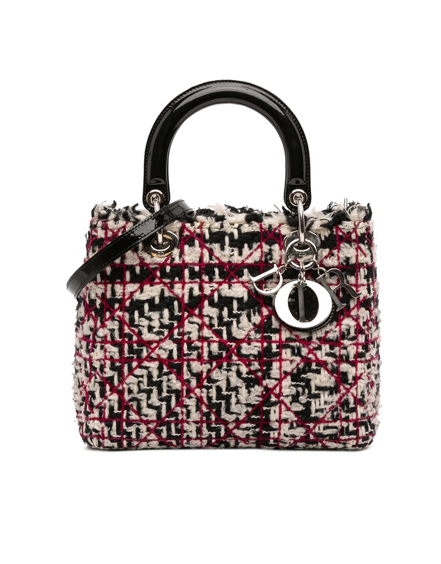 Dior - Pre-Loved Medium Tweed Cannage Fringe Lady Dior