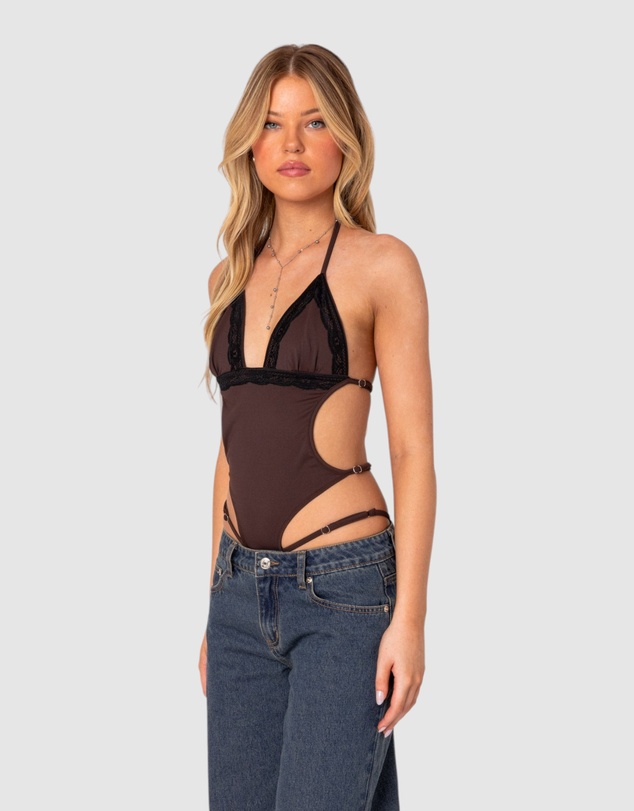 EDIKTED - Strappy Lace Trim Bodysuit