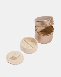Wolf - Wolf Palermo Double Watch Roll+Pouch Rose Gold
