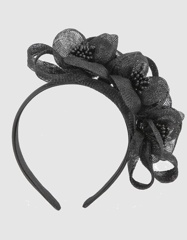 Max Alexander - Small Black Sinamay Flowers Fascinator