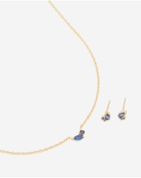 Lovisa - Waterproof Gold Plated Stainless Steel September Cubic Zirconia Birthstone Necklace & Earrings Set