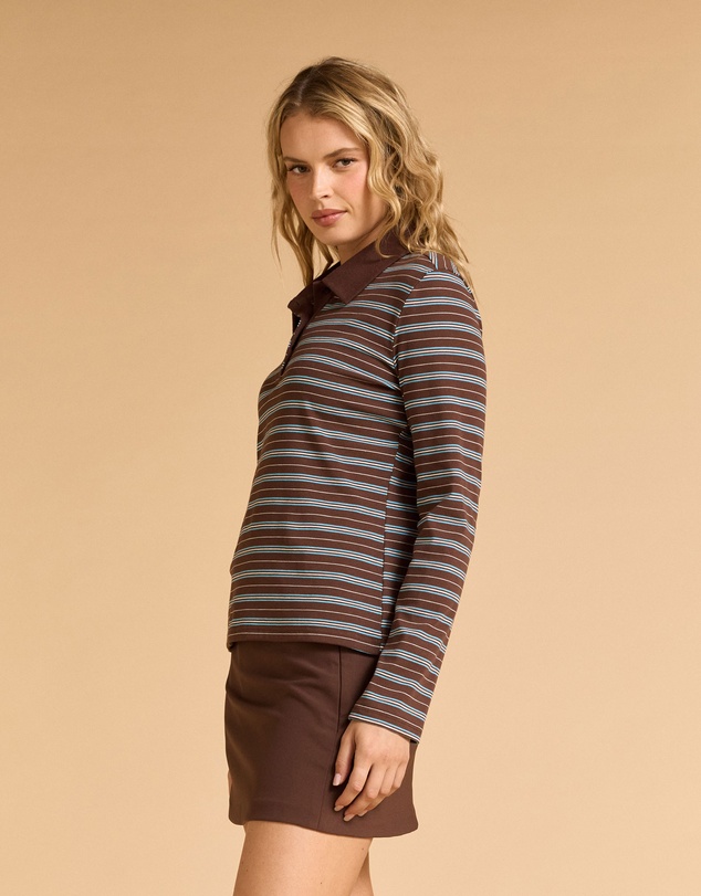 MVN - Stripe Long Sleeve Polo Top