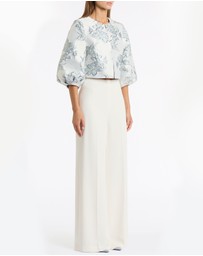 Carla Zampatti - Ivory Crepe High Waisted Wide Leg Pant