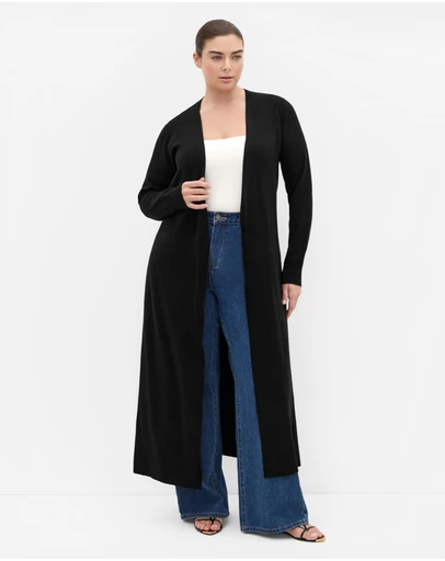 City Chic - Plus size Goldie Longline Cardigan - black