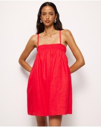 AERE - Amba Shirred Linen Mini Dress