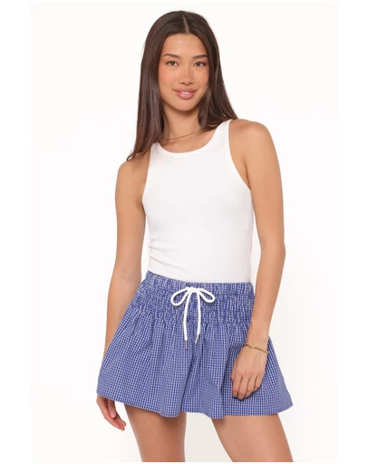 Petal & Pup - Ella Shirred Waist Shorts - Blue Gingham
