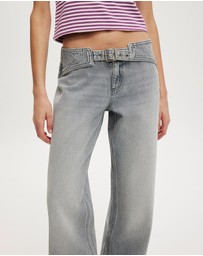 Cotton On - Belted Low Rise Straight Jean