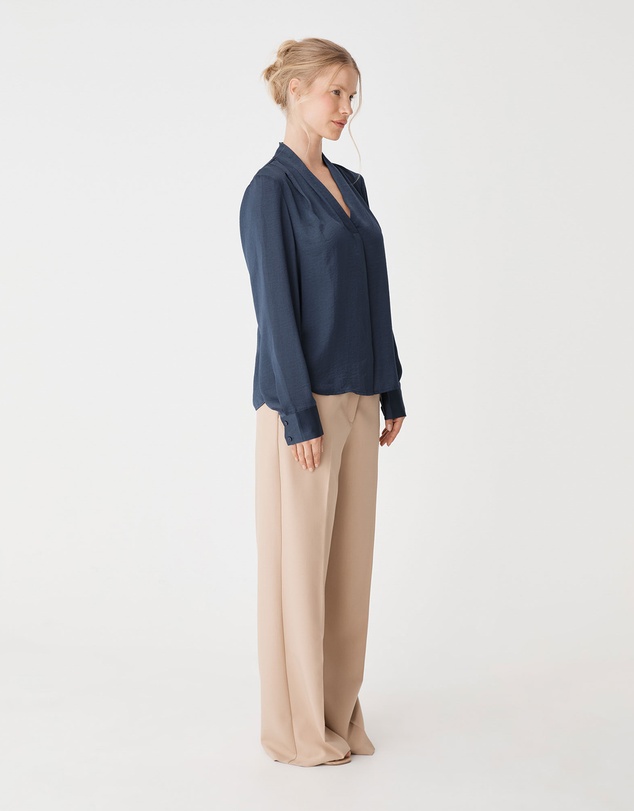 Forcast - Claire Pleat Neck Satin Blouse