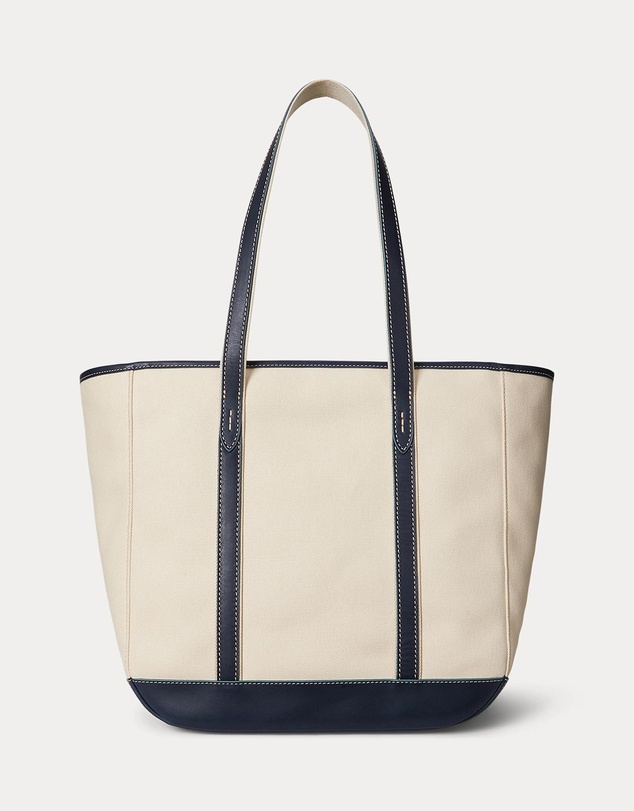 Polo Ralph Lauren - Leather-Trim Canvas Medium Shopper Tote - The ICONIC Exclusive