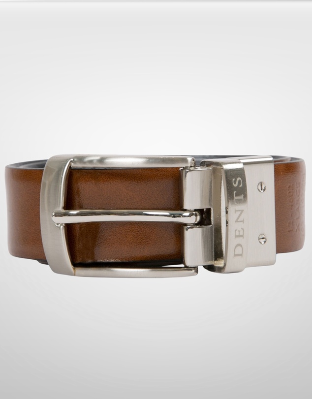 DENTS - Heritage Reversible Gloss Full Grain Leather Belt with Satin Nickel Buckle