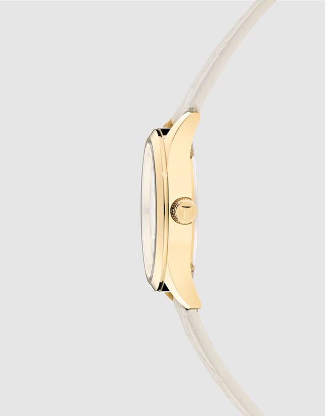 Ted Baker - Coolly Gold-Tone 34mm Cream Embossed Leather Watch