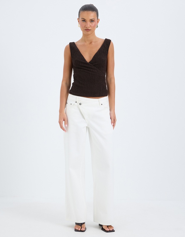 Calli - Romy Textured Jersey Cross Over Top