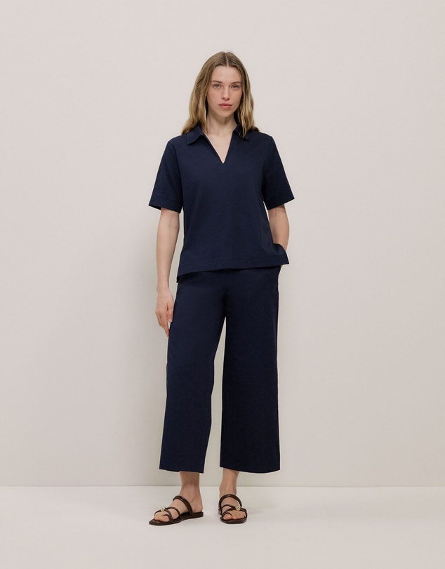 Trenery - Modal Cotton Collared T-shirt in Night Sky