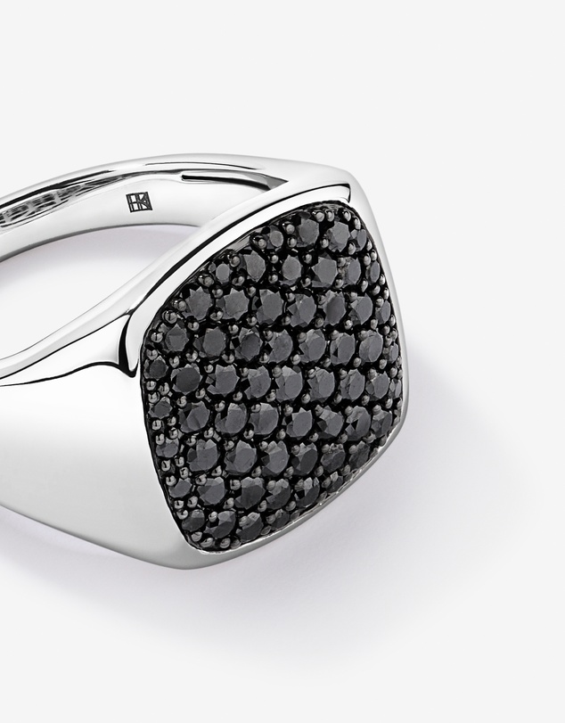 Michael Hill - 1.50TDW Black Diamond Pavé Signet Ring in Sterling Silver