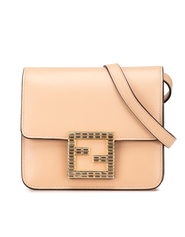 Fendi - Pre-Loved Leather Crystal Fab Crossbody