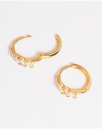 Lovisa - Gold Plated Sterling Silver Cubic Zirconia Four Stone Huggie Earrings