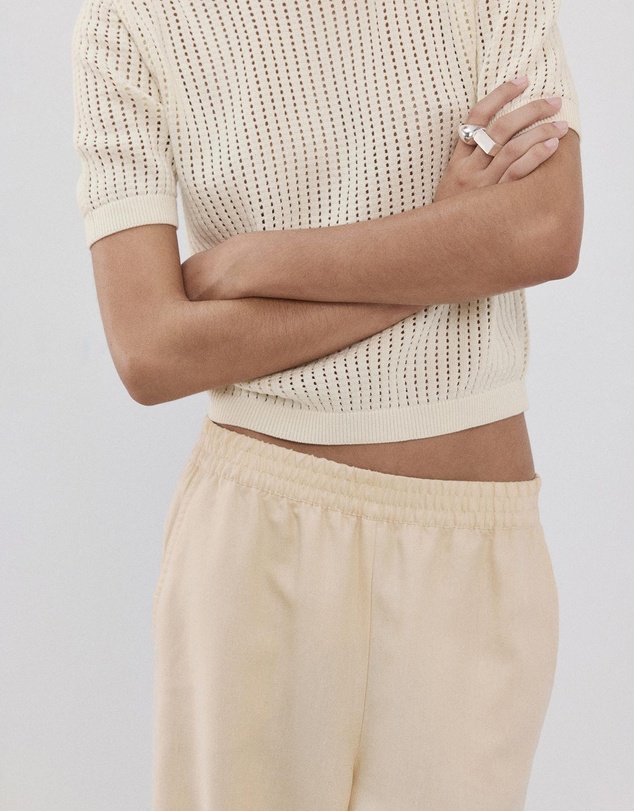 M.N.G - Short-Sleeved Openwork Knitted Sweater